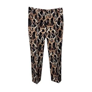 LUISA CERANO Classic Chain Stirrup Print Cropped Pants Trousers Size 10